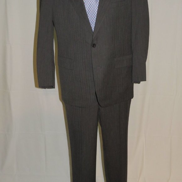 Brooks Brothers Made to Measure Gray Herringbone Two Button Suit 40R - Picture 2 of 15